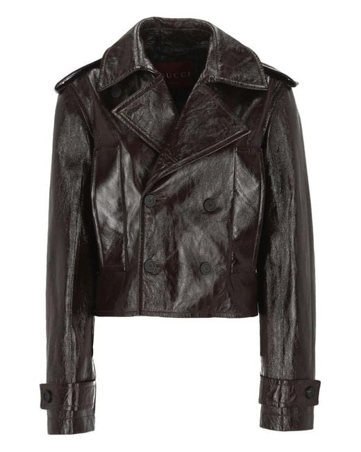 Gucci Black Double-Breasted Leather Jacket
