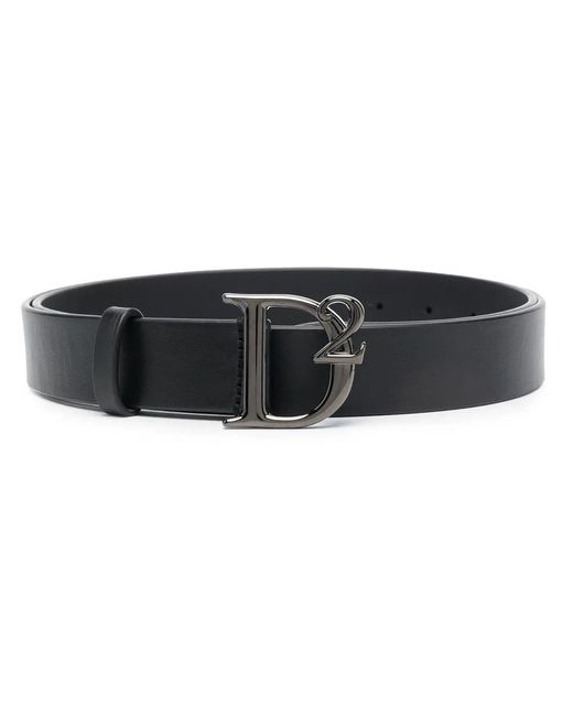 DSquared² Black Logo-Buckle Leather Belt for men