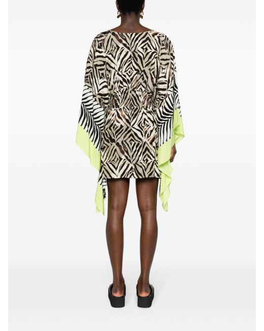 Liu Jo Green Zebra-print Kaftan Dress