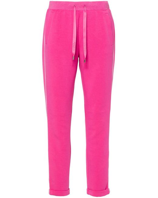 Liu Jo Pink Crystal-embellished Logo Track Pants
