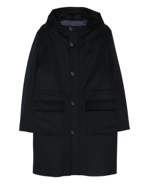 Liska Blue Hooded Wool Coat for men