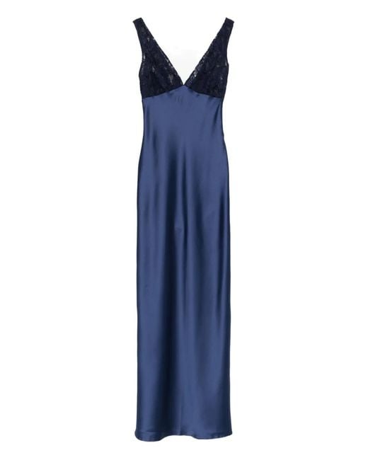 Atu Body Couture Blue Lace V-Neck Maxi Dress