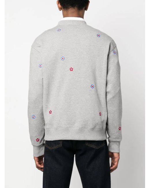 KENZO Gray Floral-Embroidered Cotton Sweatshirt for men