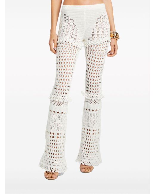 retroféte White Kyla Crochet-Knit Trousers