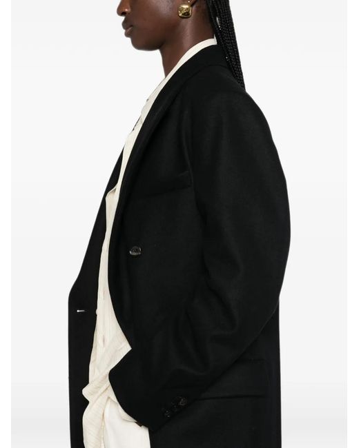Barena Black Double-Breasted Peak-Lapels Coat