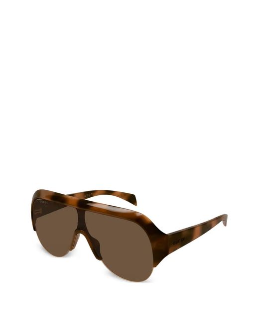Gucci Brown Mask-Frame Tortoiseshell Sunglasses