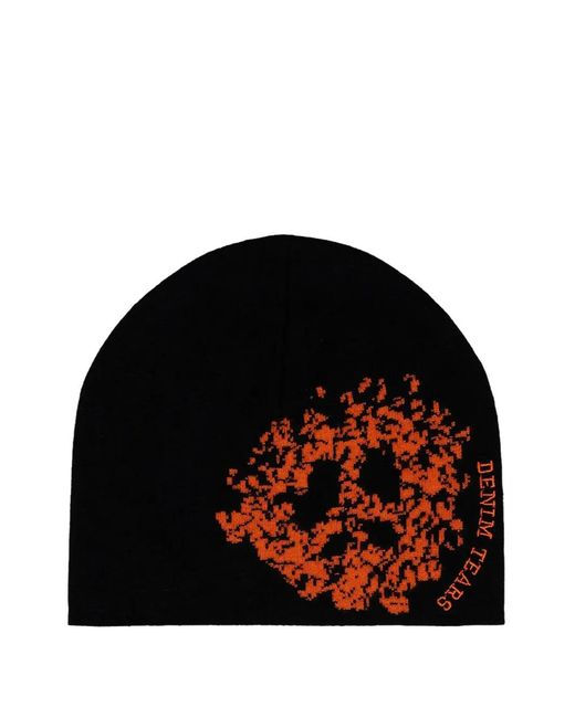 DENIM TEARS Black Denim University Beanie for men