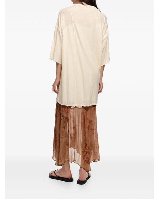 Bimba Y Lola Natural Floral Details Midi Dress