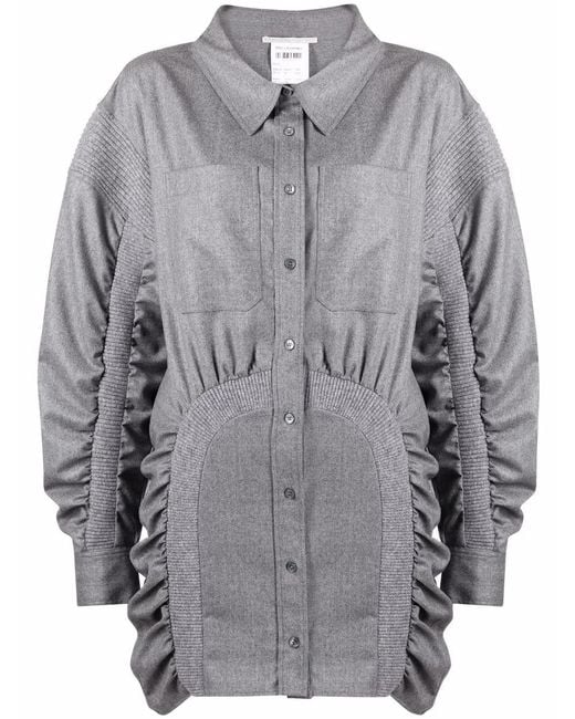 Stella McCartney Gray Ruched Wool Shirt Dress
