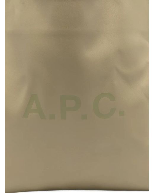 A.P.C. Natural Logo-Print Leather Tote Bag