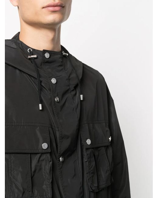 Balmain Black Hooded Nylon Jacket for men