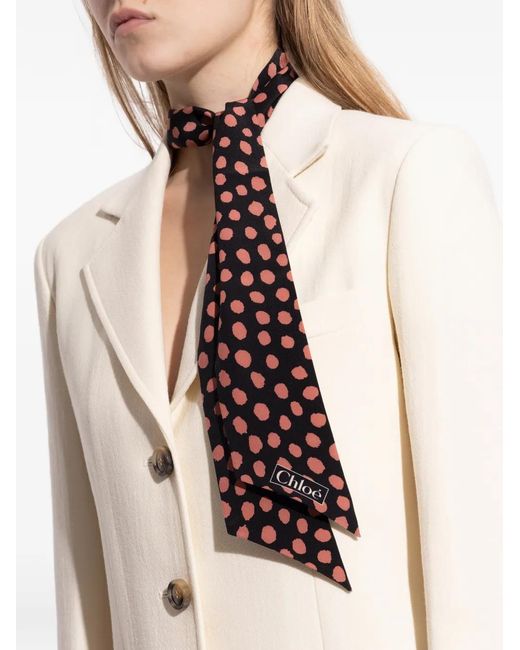 Chloé Black Spotted Silk Scarf