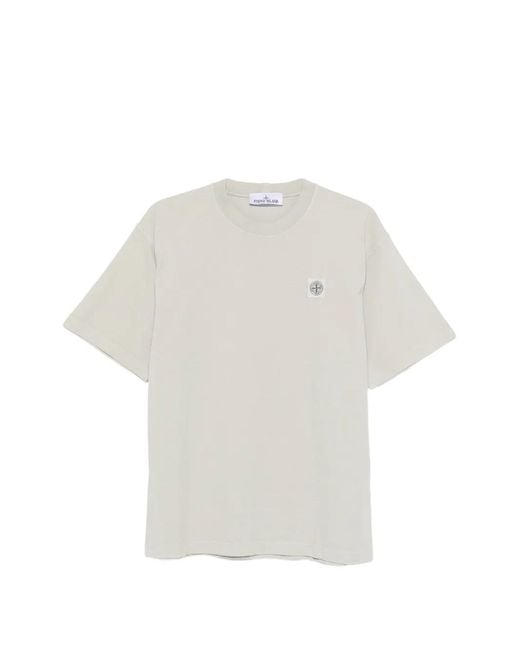 Stone Island White Compass-Patch T-Shirt for men