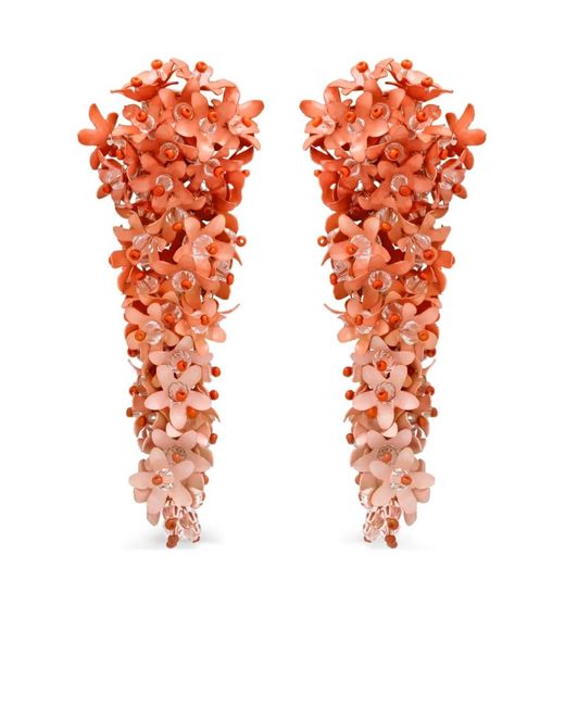 Pendientes de clip con motivo floral Oscar de la Renta de color Orange