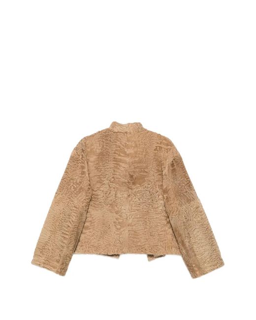 Liska Natural High-Neck Textured Jacket