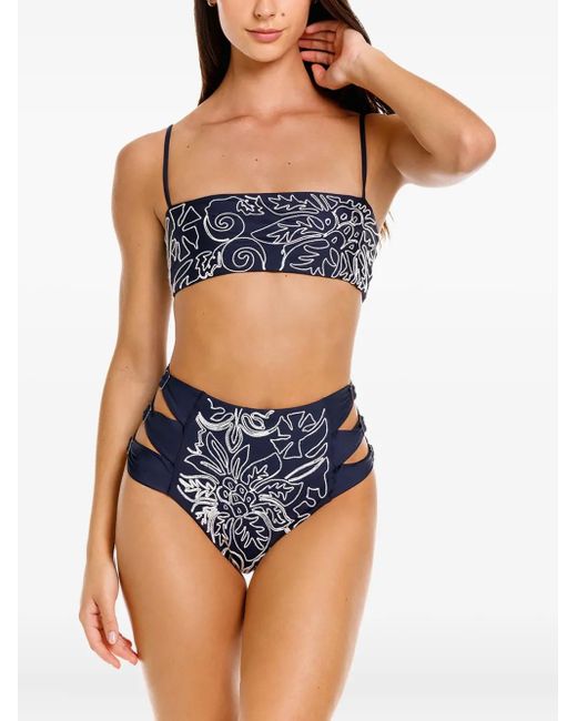 Slip Bikini A Vita Alta di Agua Bendita in Blue