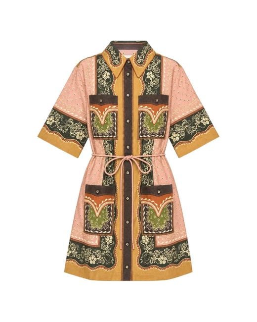 ALÉMAIS Pink Darcey Paisley-Print Mini Dress