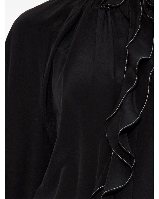 Victoria Beckham Black Ruffle-Detailing Blouse