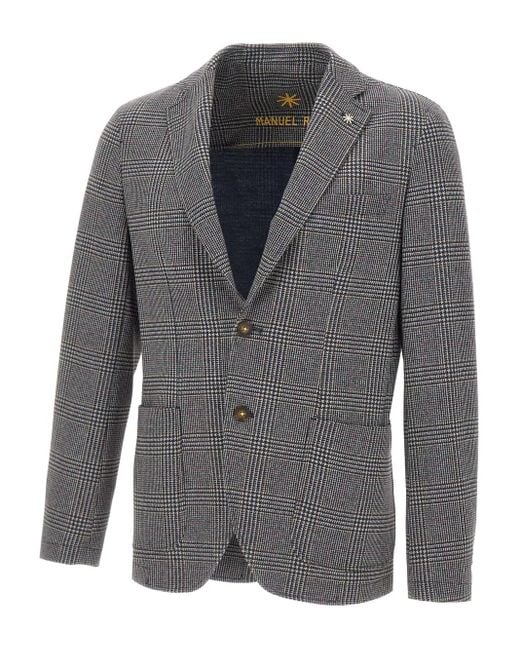 Manuel Ritz Gray Houndstooth-Pattern Blazer for men