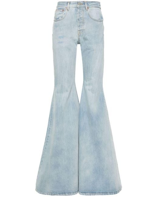 Vetements Blue Logo-embroidered Cotton Flared Jeans
