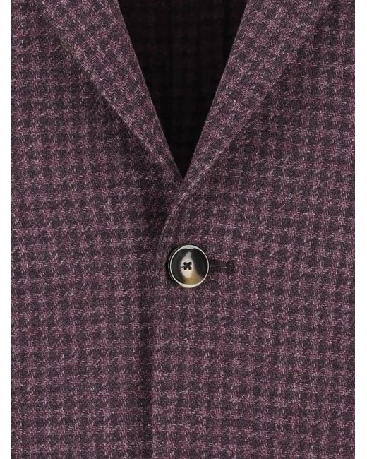 Al Duca D'aosta Purple Blazer Boutonné À Motif Pied-De-Poule for men