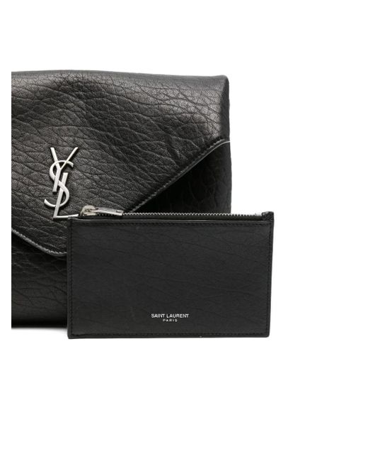 Saint Laurent Black Logo-Plaque Envelope Shoulder Bag for men