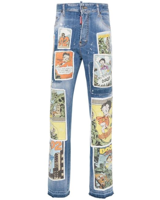 DSquared² Betty Boop Straight-Leg-Jeans in Blue für Herren