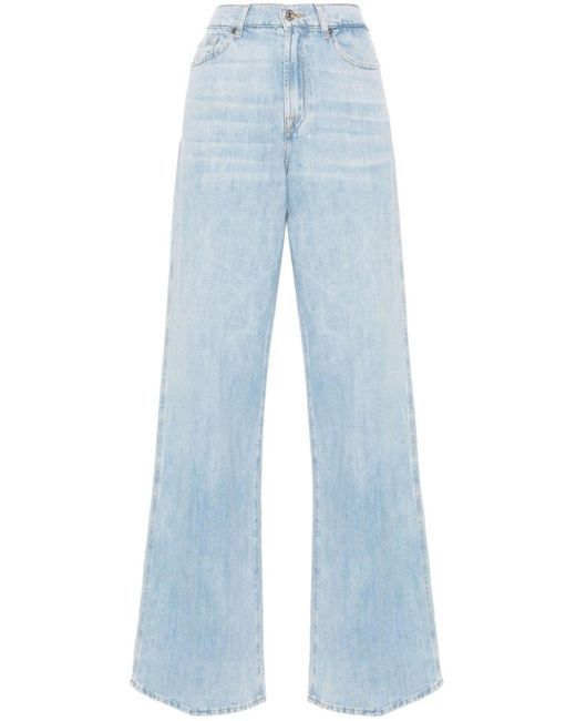 7 For All Mankind Blue Lotta High-Rise-Jeans mit weitem Bein