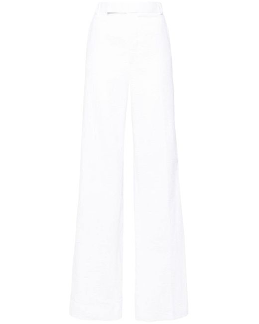 Thom Browne White Pressed-crease Cotton Trousers for men