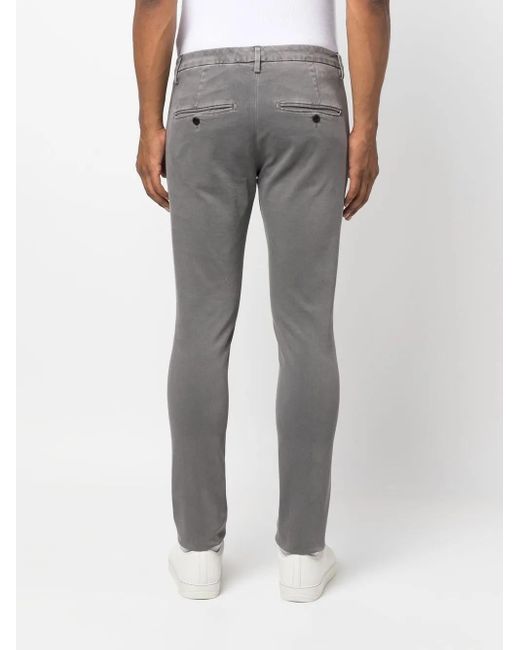 Dondup Gray Skinny-Cut Faded-Wash Trousers for men