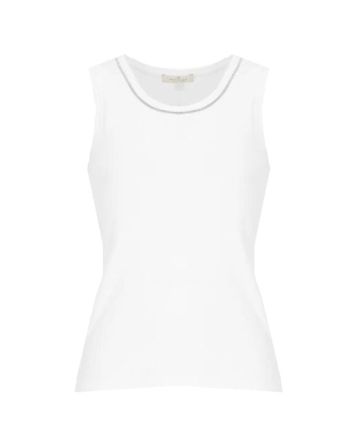 Panicale White Bead-Embellished Round-Neck Tank Top