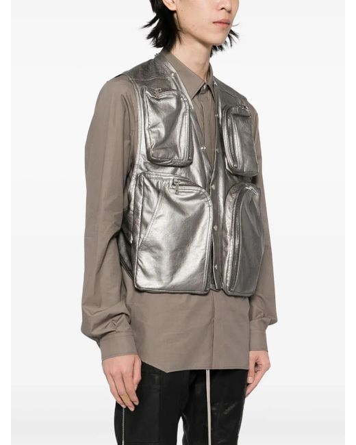 Rick Owens Gray Cargo Vest Jacket for men