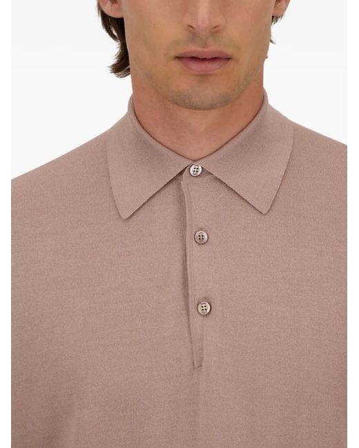 Herno Pink Long-Sleeve Polo Shirt for men