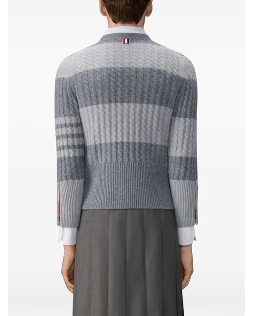 Thom Browne Gray Cardigan À 4 Bandes Signature for men