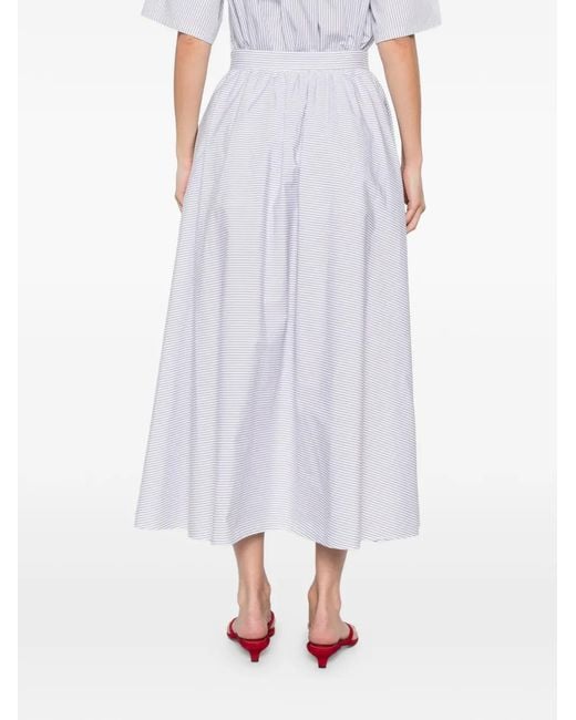 Manuel Ritz White Striped Midi Skirt