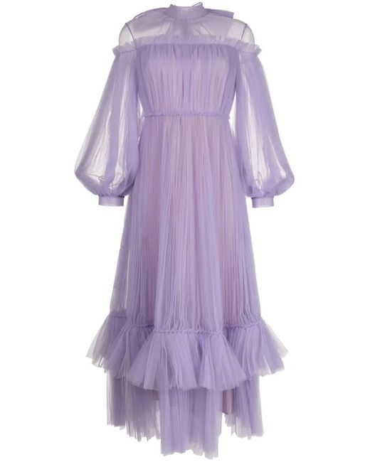 Huishan Zhang Purple Alicia Ruffled Gown