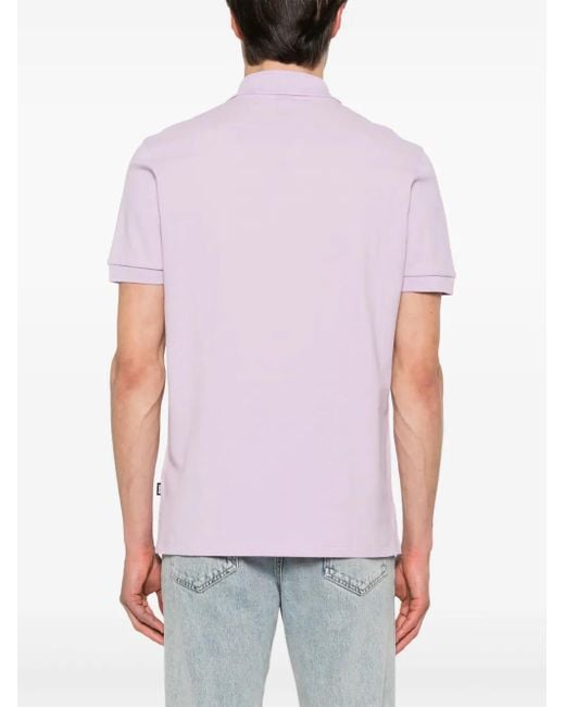 Boss Pink Embroidered-Logo Polo Shirt for men