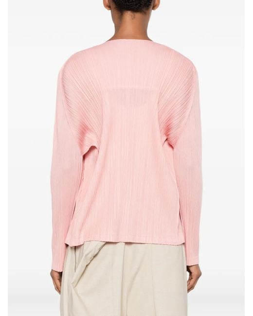 Issey Miyake Pink Pleated Shawl-Collar Jacket