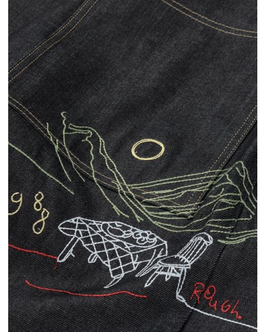 ROUGH Gray Embroidered-Detail Denim Jeans