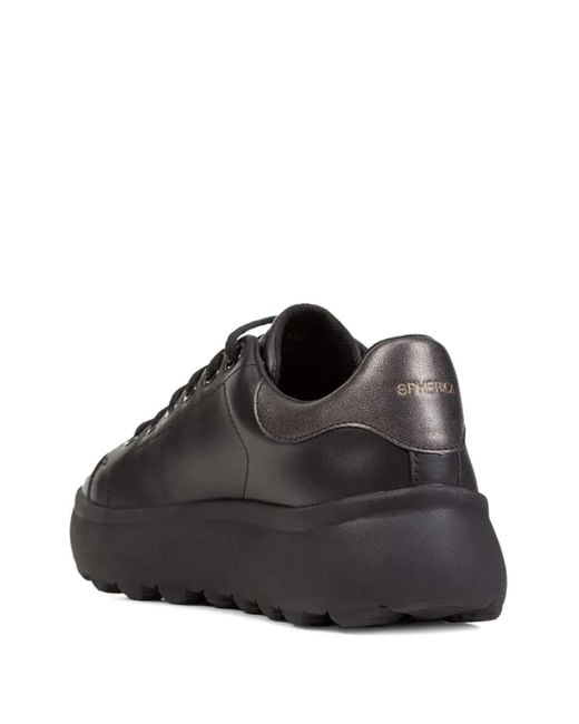 Geox Black Leather Platform Sneakers