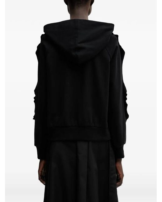 Undercover Black Ruffled-Sleeve Hoodie