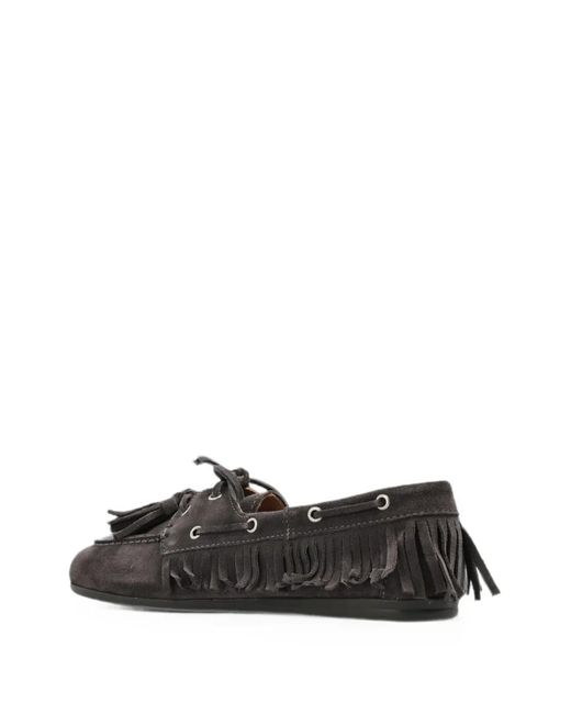 POSA Black Tassel-Detail Fringed Loafers