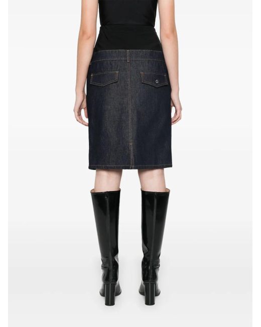 Coperni Black Hybrid Denim Midi Skirt
