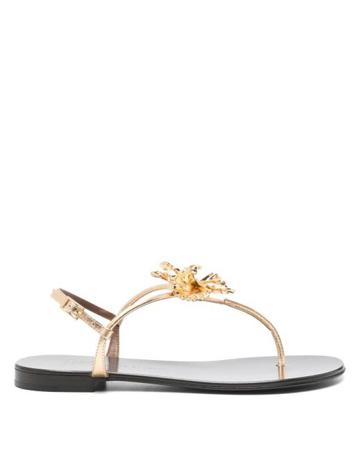 Giuseppe Zanotti White Orchid Flat Sandals