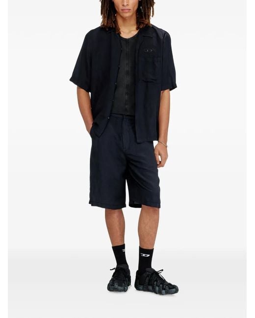 DIESEL Blue Buttoned Five-Pocket Shorts for men