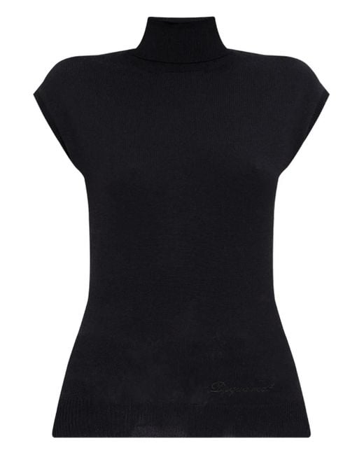 DSquared² キャップスリーブ タートルネックトップ Black