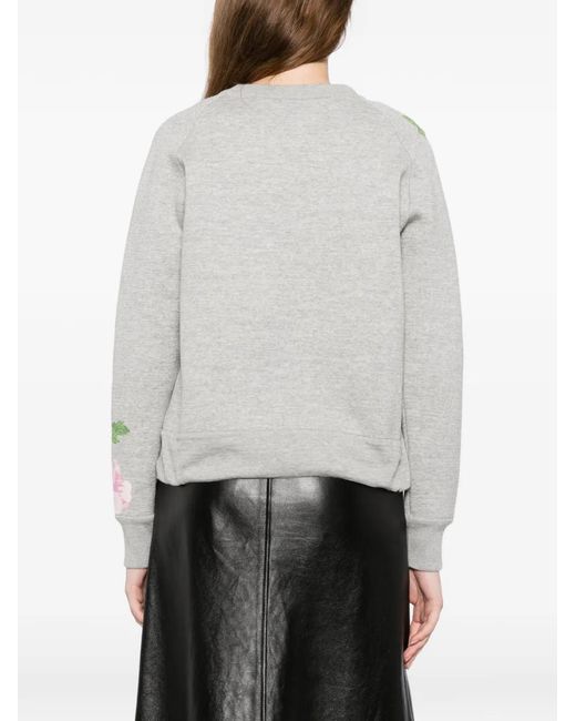 Oscar de la Renta Gray Graphic Print Sweatshirt