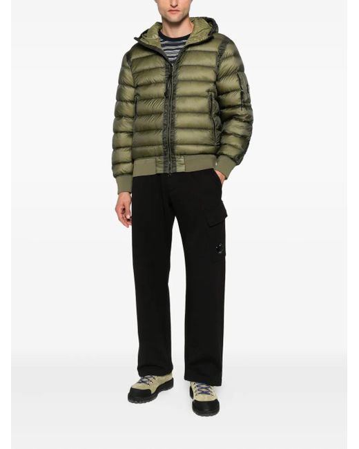 C P Company Green Hooded Quilted Jacket for men