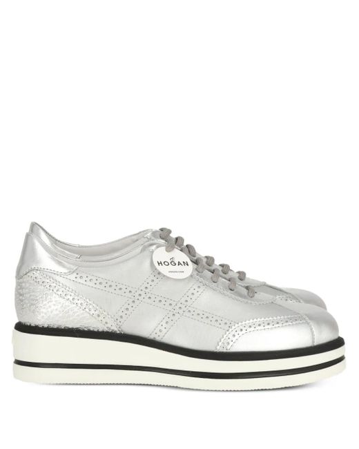 Hogan White Platform Leather Sneakers