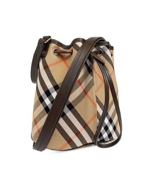 Burberry White Check Mini Bucket Bag